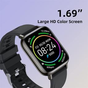 img 3 attached to ⌚ Продвинутые умные часы для мужчин: 1,69'' полноцветный сенсорный экран, фитнес-трекер, монитор сердечного ритма, влагозащита IP67, монитор сна, педометр, 24 режима спорта - черный