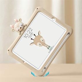 img 1 attached to 🦌 SUOLONG iPad Mini 5 2019 5th Generation, 7.9 Inch Shockproof Silicone Case with Built-in Bracket - Cute Cartoon Design for Kids - Fawn Color