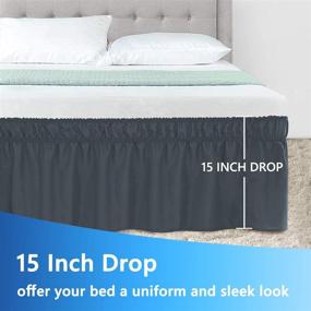 img 1 attached to 🛏️ Premium Grey King Size Dust Ruffle: Guken Silky Soft Elastic BedSkirt for Hotel & Home King/California King Beds