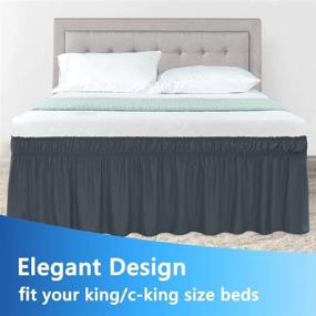 img 3 attached to 🛏️ Premium Grey King Size Dust Ruffle: Guken Silky Soft Elastic BedSkirt for Hotel & Home King/California King Beds
