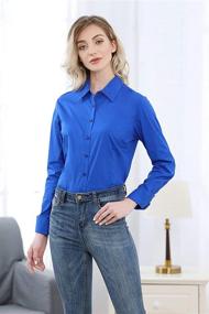 img 3 attached to 👚 Esabel.C Women's Button Down Shirts: Long Sleeve, Regular Fit, Cotton Stretch Work Blouse - Effortless Style and Comfort