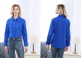 img 1 attached to 👚 Esabel.C Women's Button Down Shirts: Long Sleeve, Regular Fit, Cotton Stretch Work Blouse - Effortless Style and Comfort