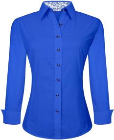 img 4 attached to 👚 Esabel.C Women's Button Down Shirts: Long Sleeve, Regular Fit, Cotton Stretch Work Blouse - Effortless Style and Comfort