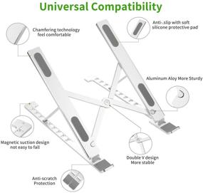img 1 attached to 💻 Серебристая портативная подставка для ноутбука на стол – держатель для ноутбука YDAcces для MacBook Pro и других устройств, 9 режимов регулировки, складная подставка для ноутбука совместима с Lenovo, Dell, HP и ноутбуками от 10 до 17 дюймов