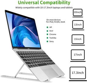 img 3 attached to 💻 Silver Portable Laptop Stand for Desk – YDAcces Laptop Holder Riser for MacBook Pro and More, 9 Gears Adjustable Foldable Notebook Stand Compatible with Lenovo, Dell, HP, and 10-17 inch Laptops