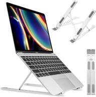 💻 silver portable laptop stand for desk – ydacces laptop holder riser for macbook pro and more, 9 gears adjustable foldable notebook stand compatible with lenovo, dell, hp, and 10-17 inch laptops logo