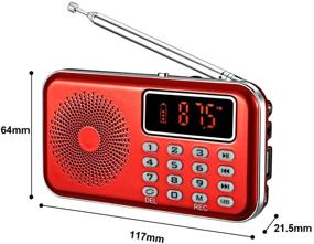 img 2 attached to YMDJL Portable FM Radio: Mini Digital Music Player with Speaker - Supports Micro SD/TF Card/USB, Auto Scan Save, No AM (Red)