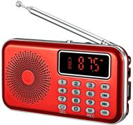 ymdjl portable fm radio: mini digital music player with speaker - supports micro sd/tf card/usb, auto scan save, no am (red) logo