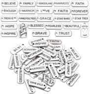 📿 50 pieces mixed inspirational words charms pendants - tibetan silver craft supplies for jewelry making diy handmade craft, 25 types - inspiration message beads charms logo