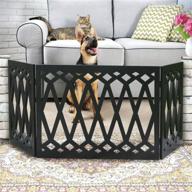 🐶 etna 3-panel diamond design wood pet gate - stylish tri fold dog fence for doorways, stairs - indoor/outdoor pet barrier - adjustable width and height logo