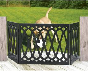 img 3 attached to 🐶 Etna 3-Panel Diamond Design Wood Pet Gate - Stylish Tri Fold Dog Fence for Doorways, Stairs - Indoor/Outdoor Pet Barrier - Adjustable Width and Height