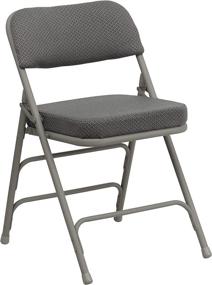 img 3 attached to 💺 Premium Curved Triple Braced Metal Folding Chair - Flash Furniture HERCULES Series with Gray Fabric and Double Hinged Design