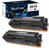 🖨️ high-yield valuetoner compatible toner cartridge replacement for hp 201x 201a cf400x cf400a, suitable for color pro mfp m252dw m277c6 m277dw m277n m252n m277 printer, pack of 2 black logo