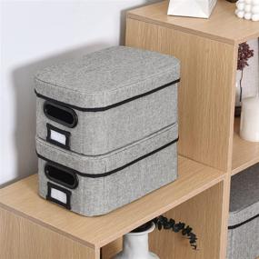 img 1 attached to 📦 Gray Small Decorative Storage Bins with Lids, Pack of 2 – Ideal Organizing Solution for Home/Office, Shelf Baskets