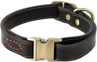 vivi bear adjustable genuine leather dogs collar - stylish, durable, and comfortable in brown and black logo