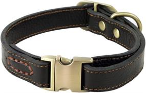 img 4 attached to Vivi Bear Adjustable Genuine Leather Dogs Collar - Stylish, Durable, and Comfortable in Brown and Black