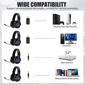 img 3 attached to 🎧 SOMIC GS401: 2.4G Wireless Gaming Headset for PS5, PS4, and PC Gamers - Stereo Sound, Detachable Mic, Soft Earmuffs, RGB LED, 10H+ Playtime (Xbox One Wired Mode Included)