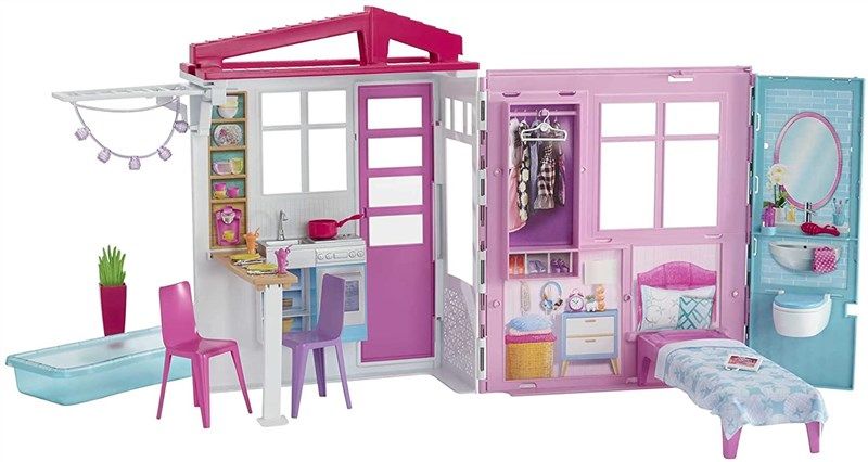 mattel dollhouse portable 1 story accessories 로고