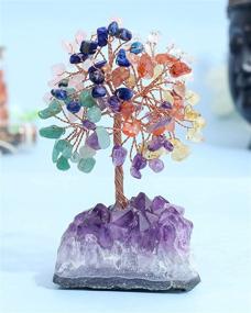 img 2 attached to 🌳 Crocon Seven Chakra Gemstone Tree: Natural Amethyst Cluster Base, Copper Wire Feng Shui Figurine – Good Luck Healing Crystal Home Decoration – Money Tree of Life Gift