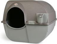 🐈 convenient self-cleaning litter box: omega paw roll 'n clean, brown, large logo