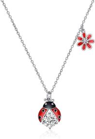 img 4 attached to 🦌 Sterling Silver Cardinal Ladybug Penguin Panda Sloth Frog Elephant Necklace – Perfect for Women and Girls