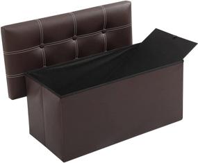 img 3 attached to BESTUNIHOM Foldable Storage Footrest SND02BDJ BG Furniture in Entryway Furniture