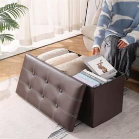 img 1 attached to BESTUNIHOM Foldable Storage Footrest SND02BDJ BG Furniture in Entryway Furniture