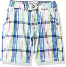img 3 attached to 🩳 Nautica Plaid Flat Front Shorts for Boys