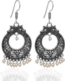 img 2 attached to 🌸 Exquisite Sansar India Boho Oxidized Handmade Beaded Jhumki Indian Earrings: Stunning Jewelry for Girls and Women