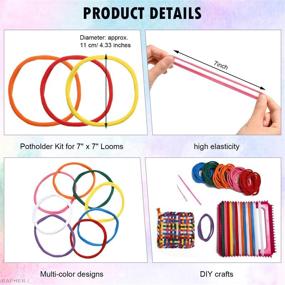 img 2 attached to 🧶 Loom Potholder Loops - Weaving Craft Loops with Multiple Colors for DIY Crafts Supplies, 7 Inch Weaving Loom Compatible (288 Pieces)