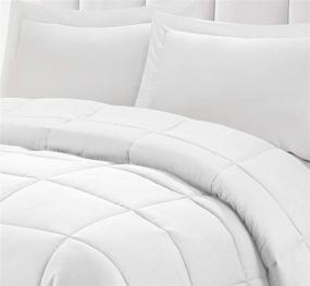 img 3 attached to 🛏️ White King Size Bedding Down Alternative Comforter - Super Soft All Season Blanket - Fiberfill Duvet Insert with Box Stitching