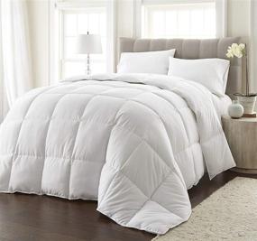 img 4 attached to 🛏️ White King Size Bedding Down Alternative Comforter - Super Soft All Season Blanket - Fiberfill Duvet Insert with Box Stitching