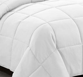 img 1 attached to 🛏️ White King Size Bedding Down Alternative Comforter - Super Soft All Season Blanket - Fiberfill Duvet Insert with Box Stitching