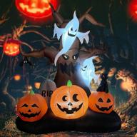 spooky halloween yard decoration: goosh 8 ft inflatable dead tree with ghosts & pumpkins, led lights included for holiday/christmas/party logo