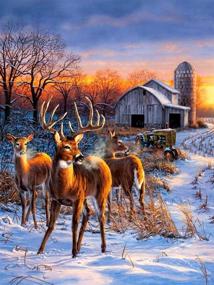 img 4 attached to SODLAWN Diamond Painting by Number Kits: Create Stunning Snow Deer Artwork with Full Round Drill Crystal Rhinestones for Home Décor