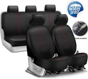 img 4 attached to Durable Neoprene Car Seat Covers – Full Set of 8pc – Waterproof, Quick Install – Universal for Auto Truck Van SUV Jeep – Black