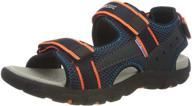 geox j strada a navy/fluo orange mesh детские босоножки на липучке логотип