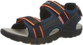 img 4 attached to Geox J Strada A Navy/Fluo Orange Mesh Детские босоножки на липучке