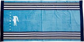 img 3 attached to Lacoste Oki Beach Towel, 🏖️ 100% Cotton, 36x72 inches, Teal/Blue Iconic Design