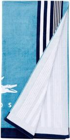 img 4 attached to Lacoste Oki Beach Towel, 🏖️ 100% Cotton, 36x72 inches, Teal/Blue Iconic Design