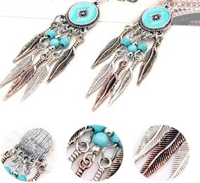 img 2 attached to 🌀 Spiral Drop Clip-on Earrings: Bohemian Style Teardrop Simulated Turquoise Dangle Jewelry for Girls