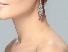 img 3 attached to 🌀 Spiral Drop Clip-on Earrings: Bohemian Style Teardrop Simulated Turquoise Dangle Jewelry for Girls