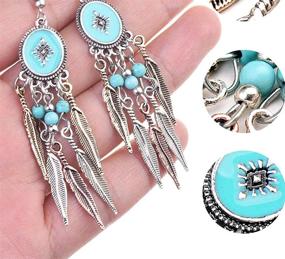 img 1 attached to 🌀 Spiral Drop Clip-on Earrings: Bohemian Style Teardrop Simulated Turquoise Dangle Jewelry for Girls