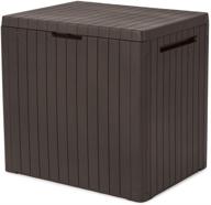 📦 keter city 30 gallon resin deck box: ideal storage solution for patio furniture, pool accessories, and outdoor toys in brown logo