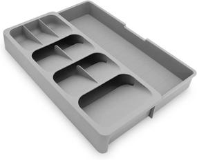 img 4 attached to 🍴 YUOIOYU Expandable Cutlery Organizer for Kitchen Drawers - Neatly Organize Flatware, Forks, and Spoons in Gray Silverware Tray