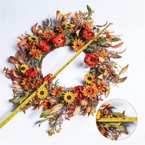 img 3 attached to 🍂 Autumn Wildflowers Wreath - Artificial Fall Floral Wreath with Orange Daisies for Front Door, Wall, and Window Decor - Perfect for Thanksgiving Harvest Festival Celebration - 20in