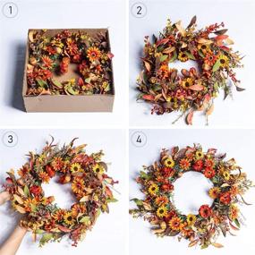 img 1 attached to 🍂 Autumn Wildflowers Wreath - Artificial Fall Floral Wreath with Orange Daisies for Front Door, Wall, and Window Decor - Perfect for Thanksgiving Harvest Festival Celebration - 20in