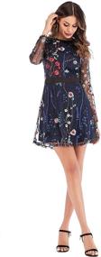 img 1 attached to 🌸 Milumia Women's Floral Embroidery Mesh Tunic Party Dress with Round Neck