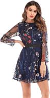 🌸 milumia women's floral embroidery mesh tunic party dress with round neck logo