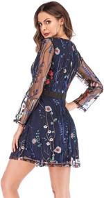 img 2 attached to 🌸 Milumia Women's Floral Embroidery Mesh Tunic Party Dress with Round Neck